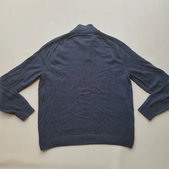 Perry Ellis Mens 1/4 Zip Classic Fit Stretch Knit Pullover Sweater Black Sz L - Picture 3 of 8